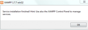 XAMPP installation complete