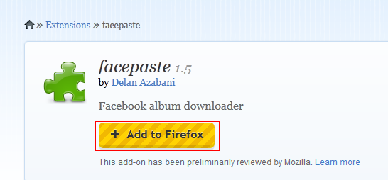 Facepaste add-on for Firefox