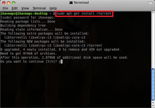 sudo apt-get install rtorrent