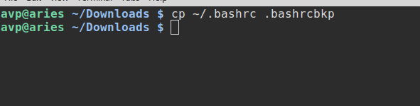 making a backup of old .bashrc file