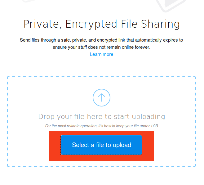 choosing files to be sent through Firefox Send