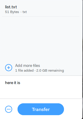 transferring files using WeTransfer 