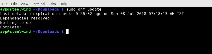 checking package updates in Fedora using dnf