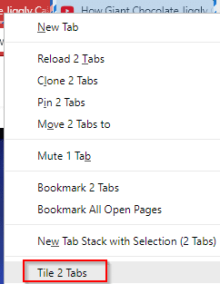 tiling the selected tabs in Vivaldi browser
