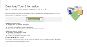 Archiving Facebook data