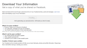 Facebook data archiving process
