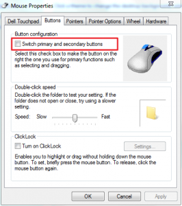 Swapping mouse buttons in Windows