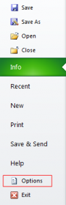 Excel 2010 options
