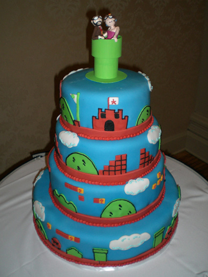 Mario fan wedding cake