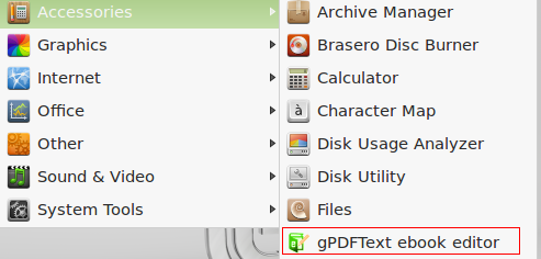 gPDFText editor installed in Linux Mint