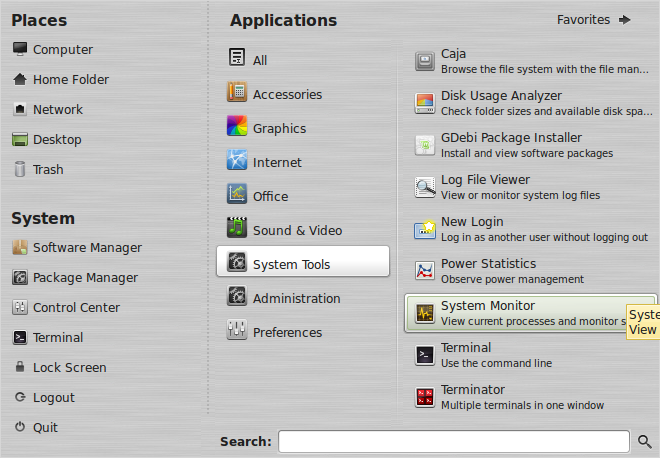 System Monitor In Linux Mint/Ubuntu