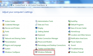 Accessing Windows Defender