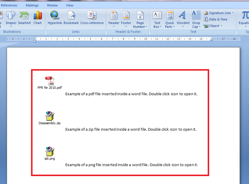 how to embed pdf document in word