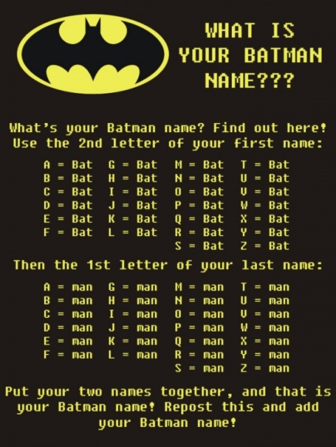 Batman name sheet
