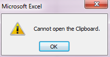 Excel 2010 clipboard error