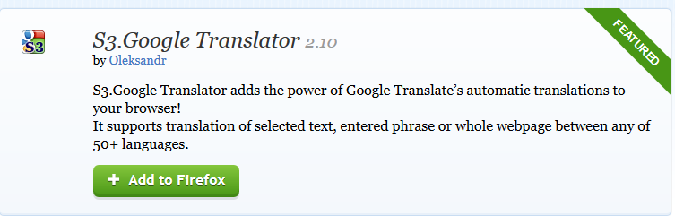 installing s3.google translator in Firefox