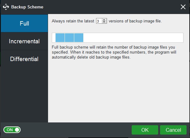 Full backup scheme in MiniTool ShadowMaker 