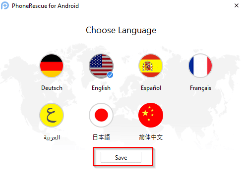 setting a default language in PhoneRescue for Android
