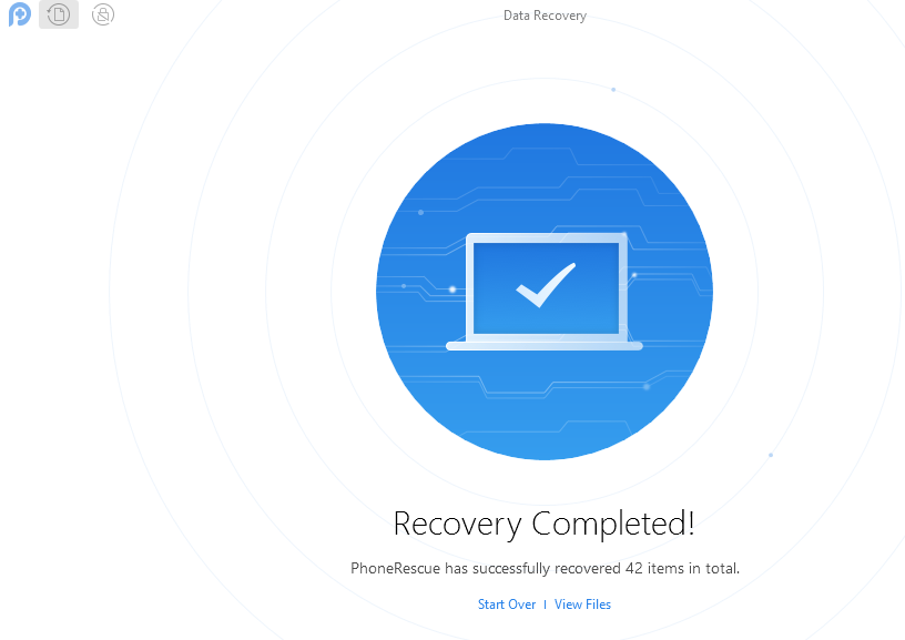 Android data recovery completed by PhoneRescue