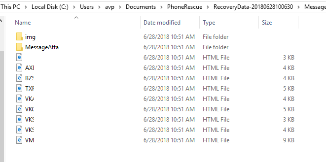 messages retrieved from Android phone using PhoneRescue