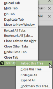 tab related options available in Tree Style Tab add-on