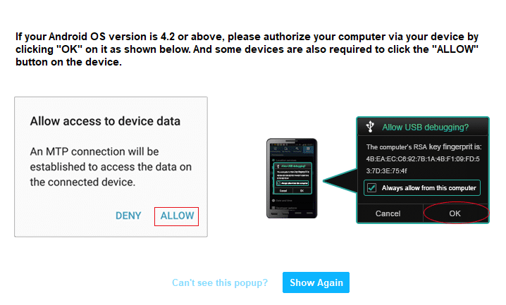 authorize device access for MTP connection for Coolmuster Mobile Transfer