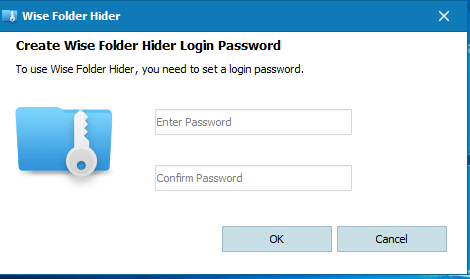 launch password during first run of Wise Folder Hider Pro