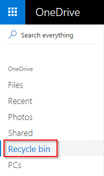 OneDrive recycle bin