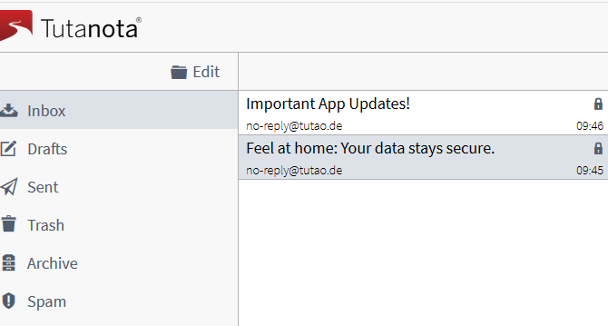 tutanota inbox