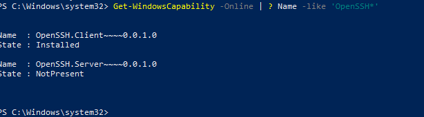 listing apps named OpenSSH by using Powershell