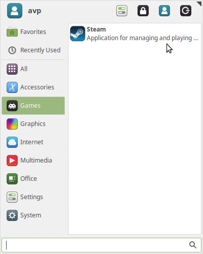 Steam client installed in Linux Mint