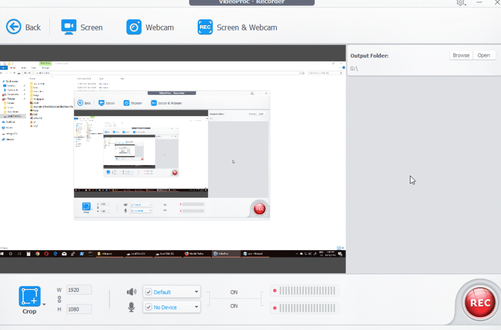 screen being recorded using Recorder feature in VideoProc 