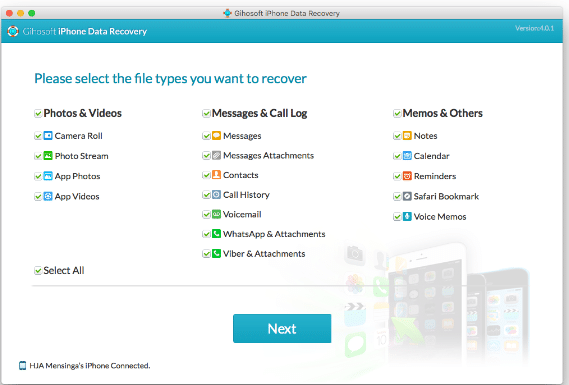 gihosoft iphone data recovery analyizing