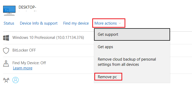 removing linked PCs using Microsoft account management 