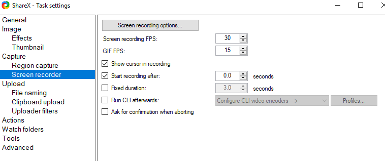 ShareX task settings