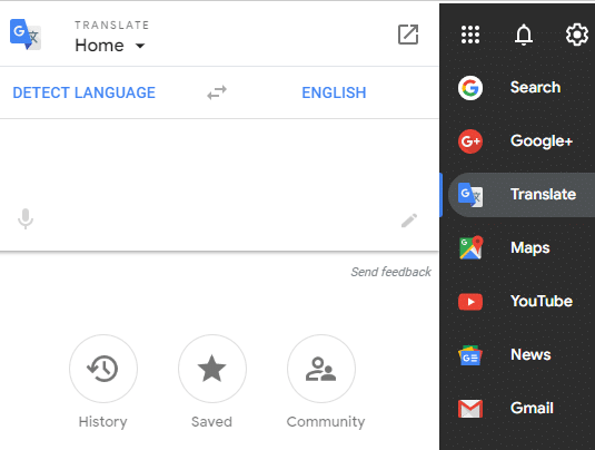 using Google Translate from Black Menu for Google extension