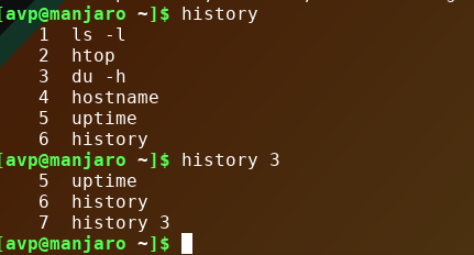 seeing last 3 commands from history