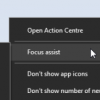 enable focus assist from Windows 10 system tray