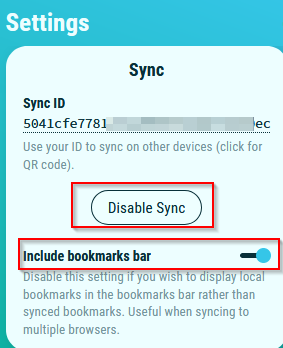 sync id to be used for syncing bookmarks using xBrowserSync 