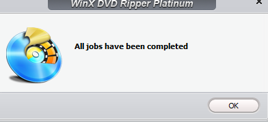 conversion to MP4 completed using WinX DVD Ripper