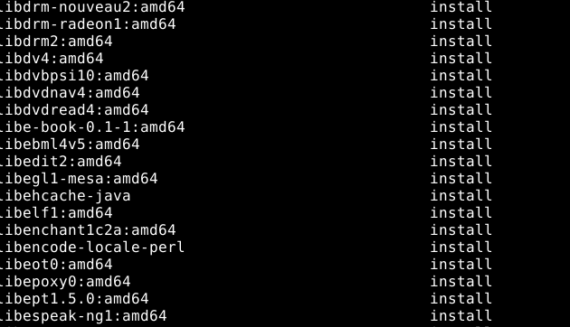 debian installed packages list