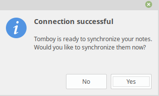 SSH connection successful through TomBoy Notes sync add-in