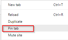 pinning tabs in Google Chrome