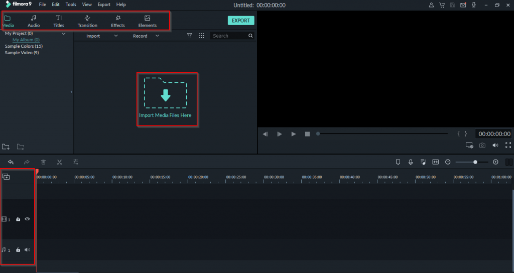 Filmora9 video editor interface