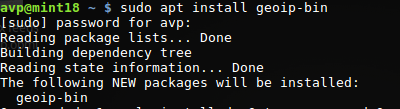 installing geoiplookup tool in Linux Mint