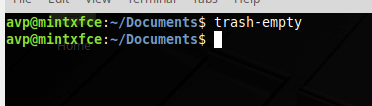 permanently emptying deleted files and folders using trash 