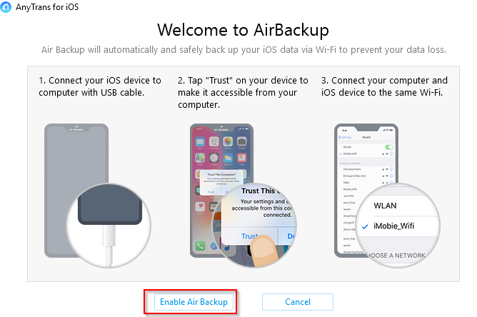 enabling Air Backup Manager in AnyTrans