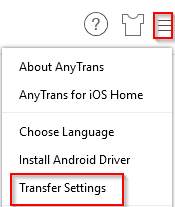 configuring transfer settings in AnyTrans