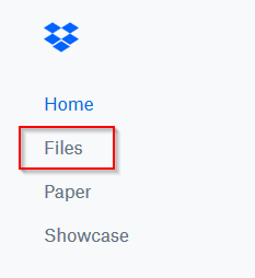 Files section in Dropbox