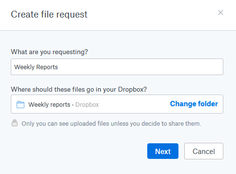 Naming the file request in Dropbox